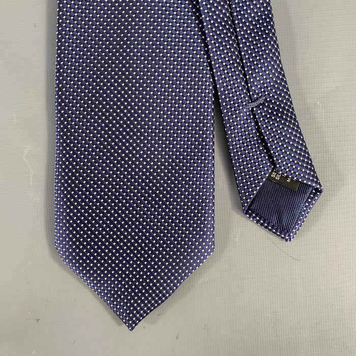 ERMENEGILDO ZEGNA Navy White Dots Silk Tie