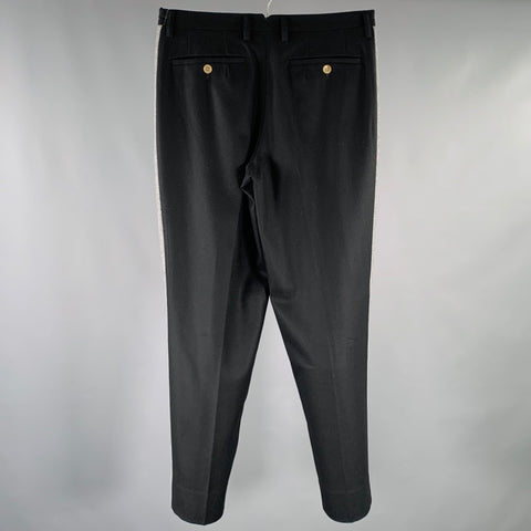 DIGAWEL Size S Black Grey Vertical Stripe Wool Casual Pants