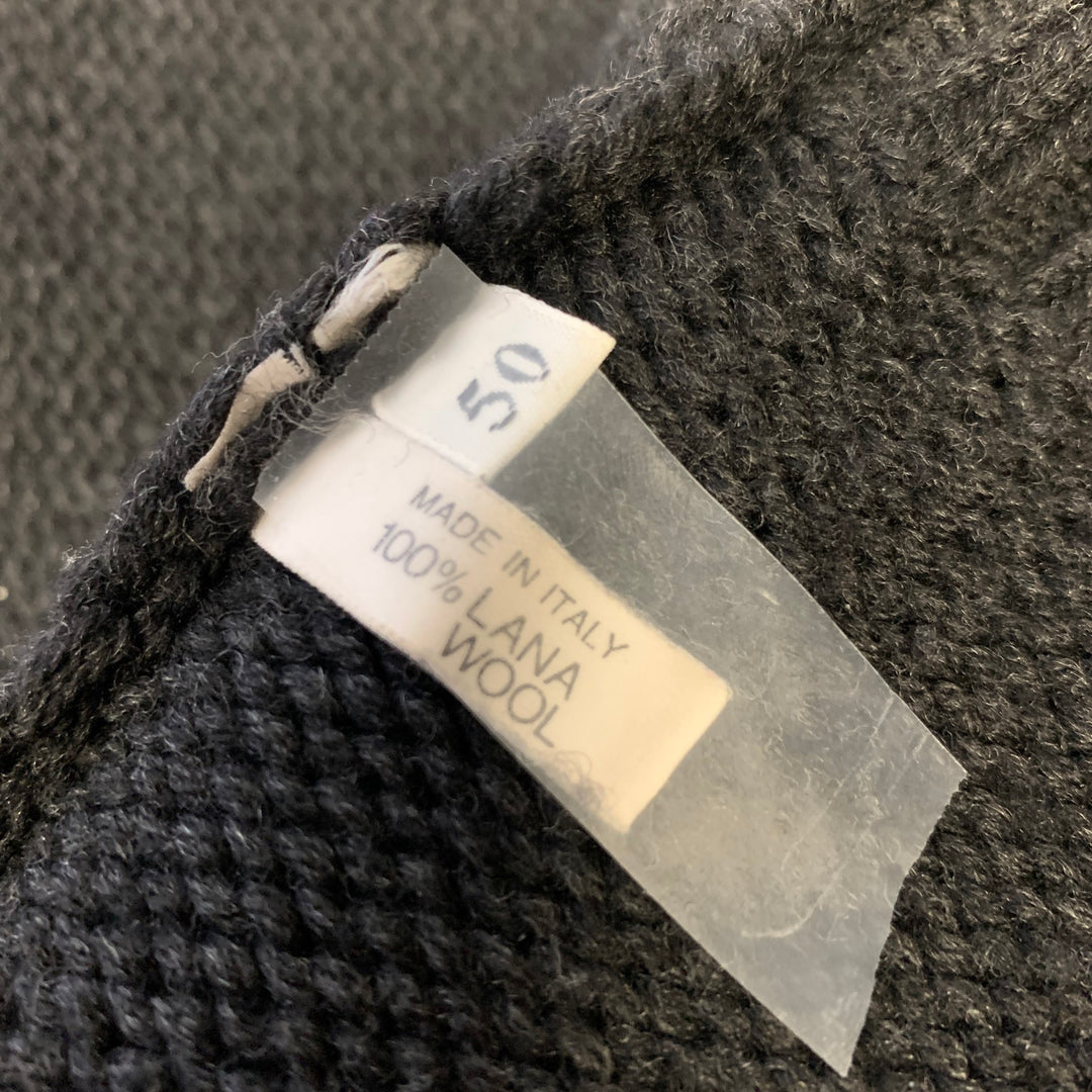 ZANONE Size M Black Knitted Wool Zip Up Cardigan