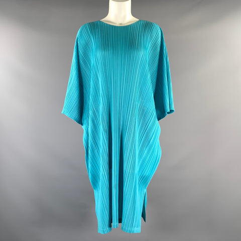 PLEATS PLEASE by ISSEY MIYAKE Size 2 Teal Polyester Pleated Knee Length Dress