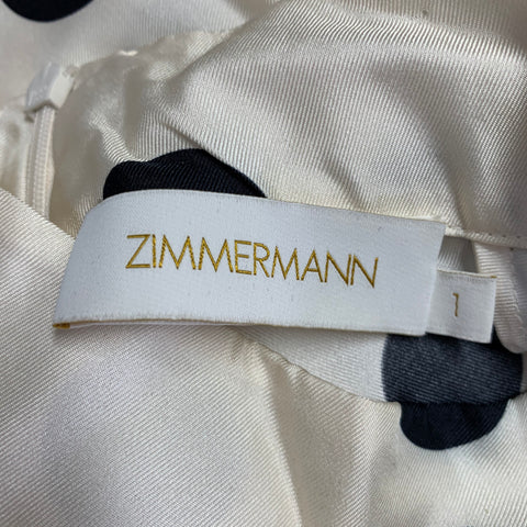 ZIMMERMANN Size S Beige Black Silk Polka Dot Bow Blouse