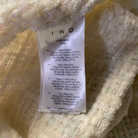 IRO Size M Beige Polyester Blend Tweed Snaps Shirt