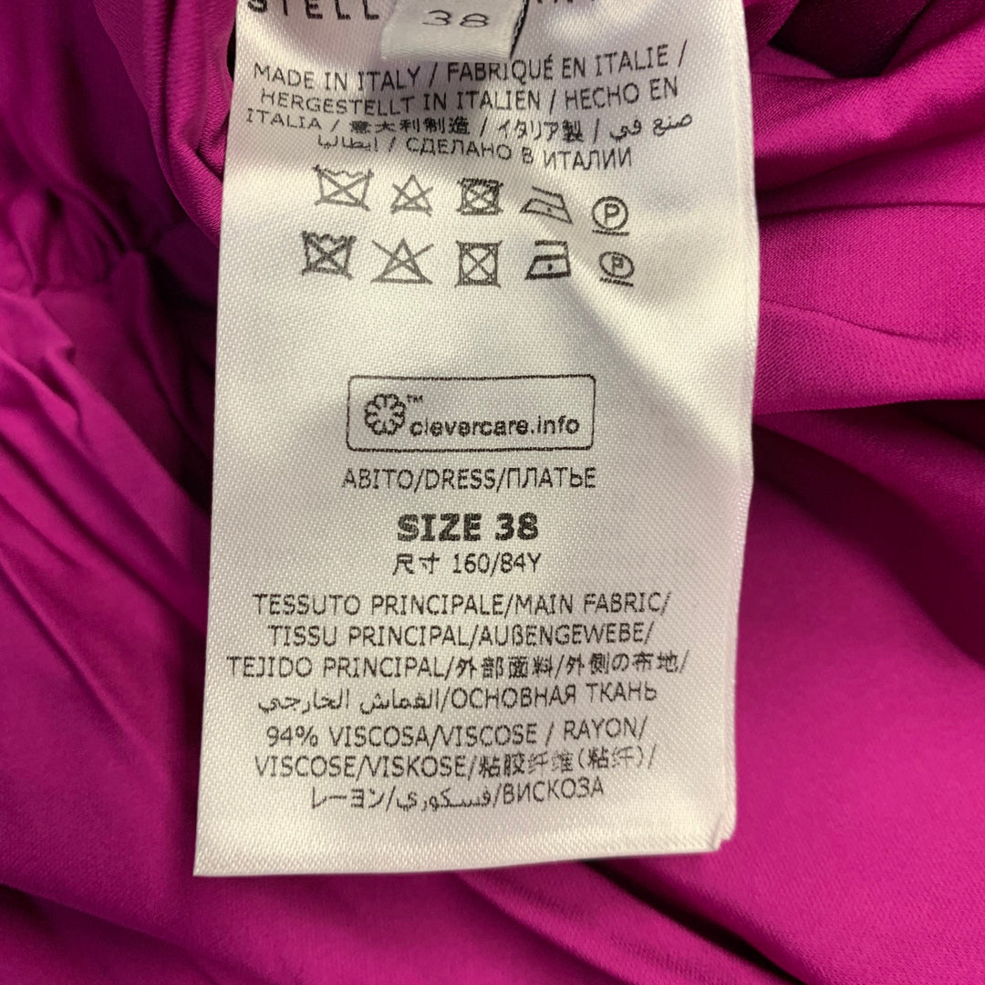 STELLA McCARTNEY Size 2 Purple Raspberry Viscose Blend Ruched Long Sleeve Cocktail Dress
