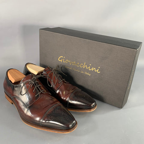 GIOVACCHINI Size 10.5 Mike Brown Leather Ombre Cap Toe Lace-Up Shoes
