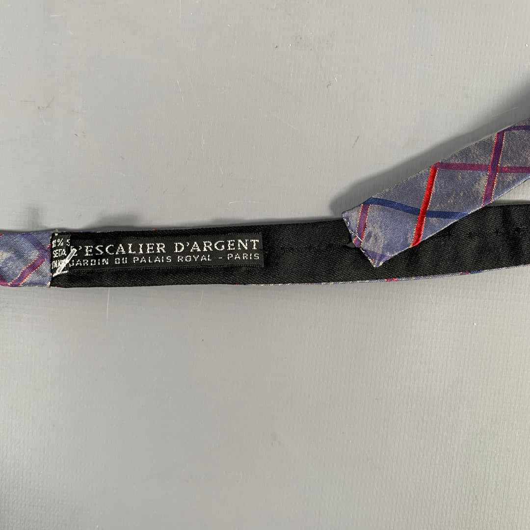 L'ESCALIER D'ARGENT Purple Red Checkered Silk Bow Tie