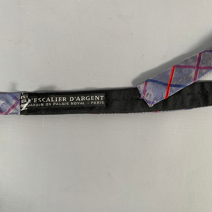 L'ESCALIER D'ARGENT Purple Red Checkered Silk Bow Tie