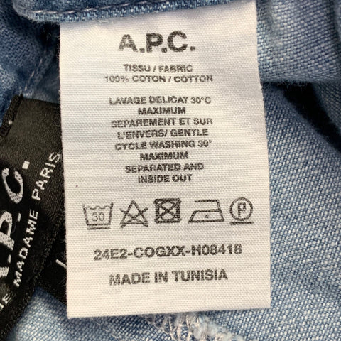 A.P.C. Size L Blue Cotton Tapered Drawstring Casual Pants