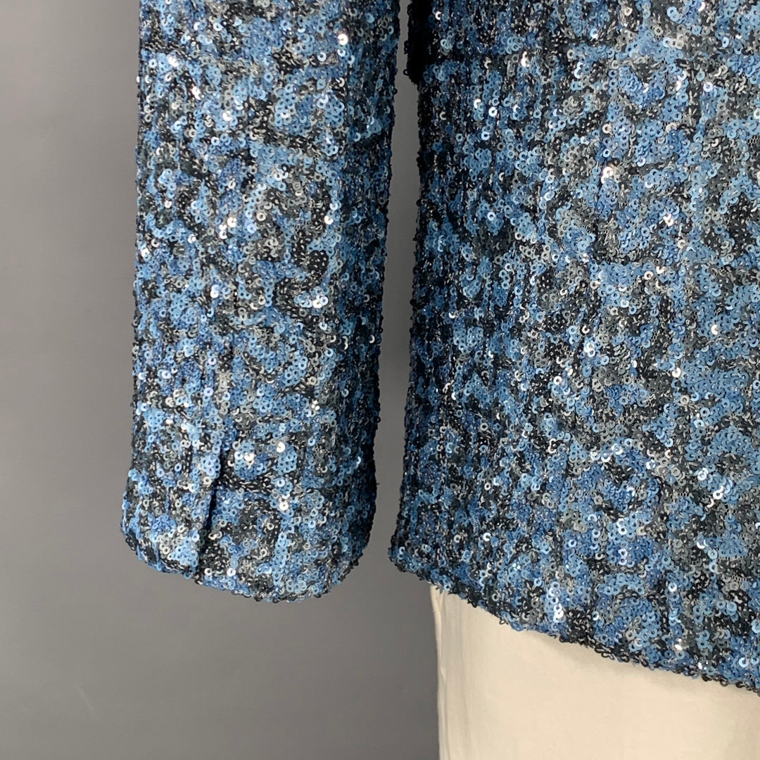 ZADIG & VOLTAIRE Size 42 Vanille Blue Grey Sequined Polyester Sport Coat