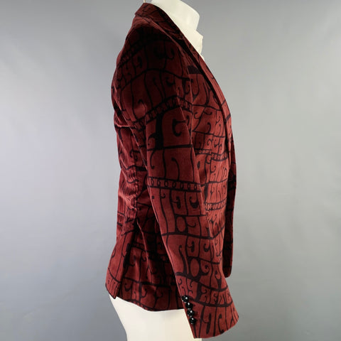 DRIES VAN NOTEN Size 38 Brown Black Abstract Cotton Sport Coat