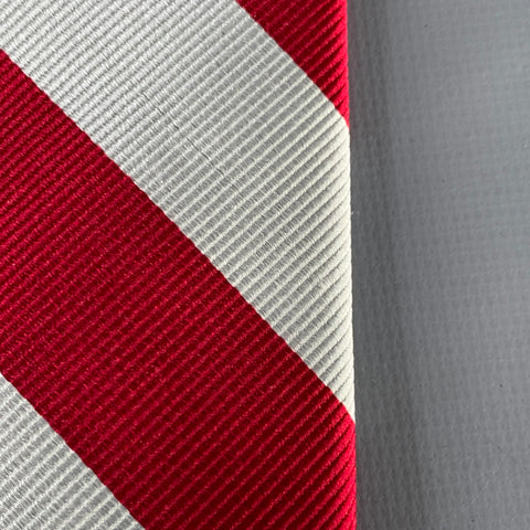 O'CONNELL'S Red Silver Diagonal Stripe Silk Tie