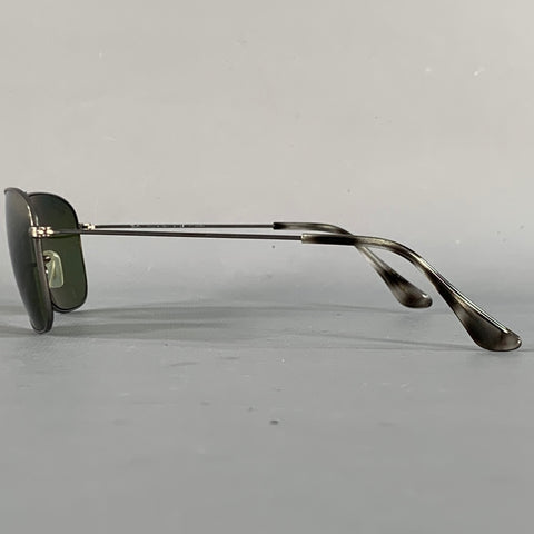 RAY-BAN Chromance Silver Metal Polarized Square Aviator Sunglasses