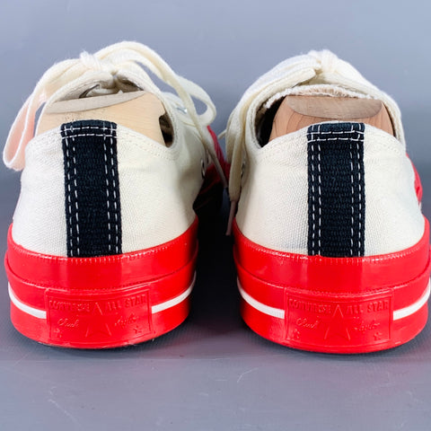 CONVERSE Size 10 Cream Red Hearts Canvas Sneakers