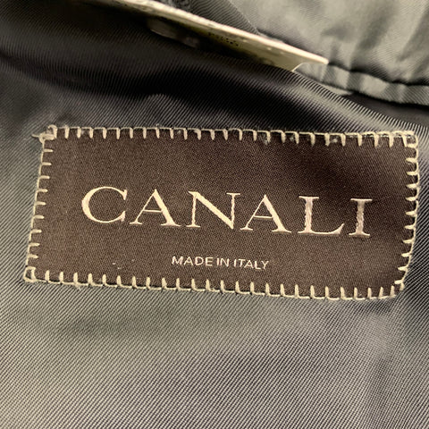 CANALI Size 40 Grey Charcoal Stripe Wool Cashmere Single Breasted Suit