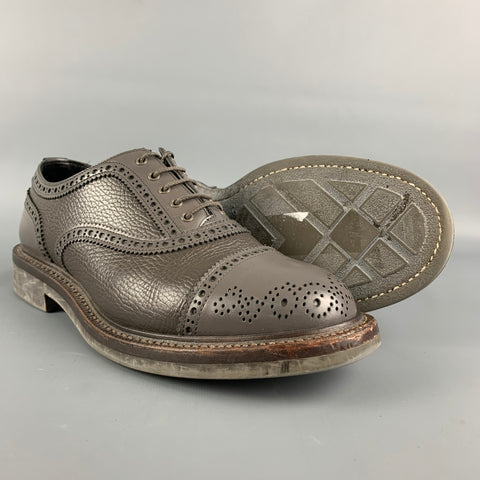 Chaussures à lacets FOOT THE COACHER en cuir perforé gris à bout rapporté, taille 8