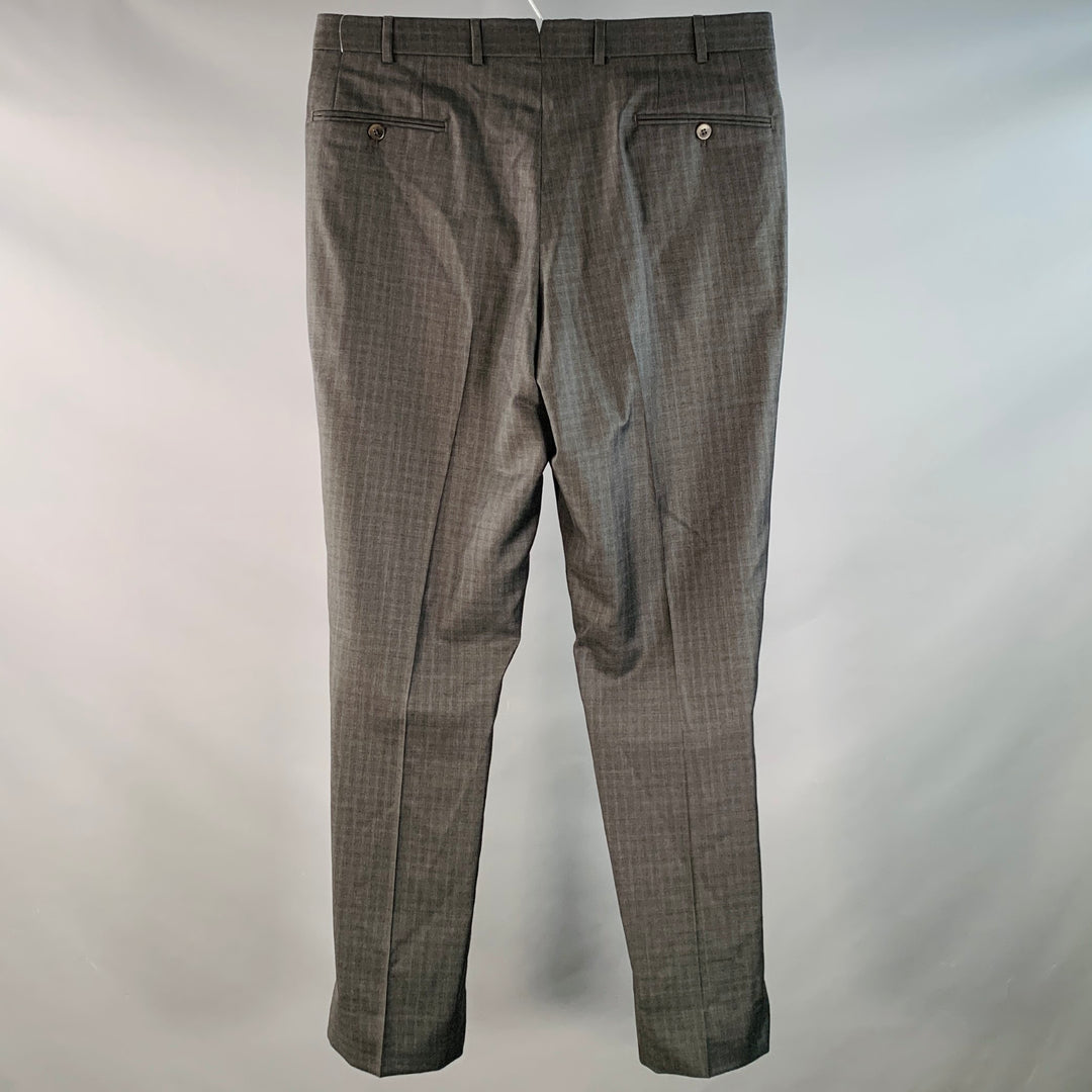 ISAIA Size 34 Grey Blue Wool Flat Front Zip Fly Dress Pants