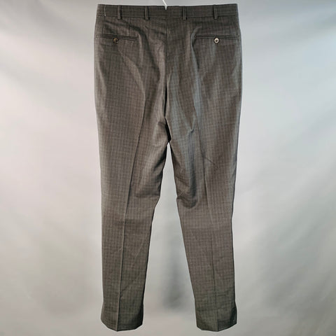 ISAIA Size 34 Grey Blue Wool Flat Front Zip Fly Dress Pants
