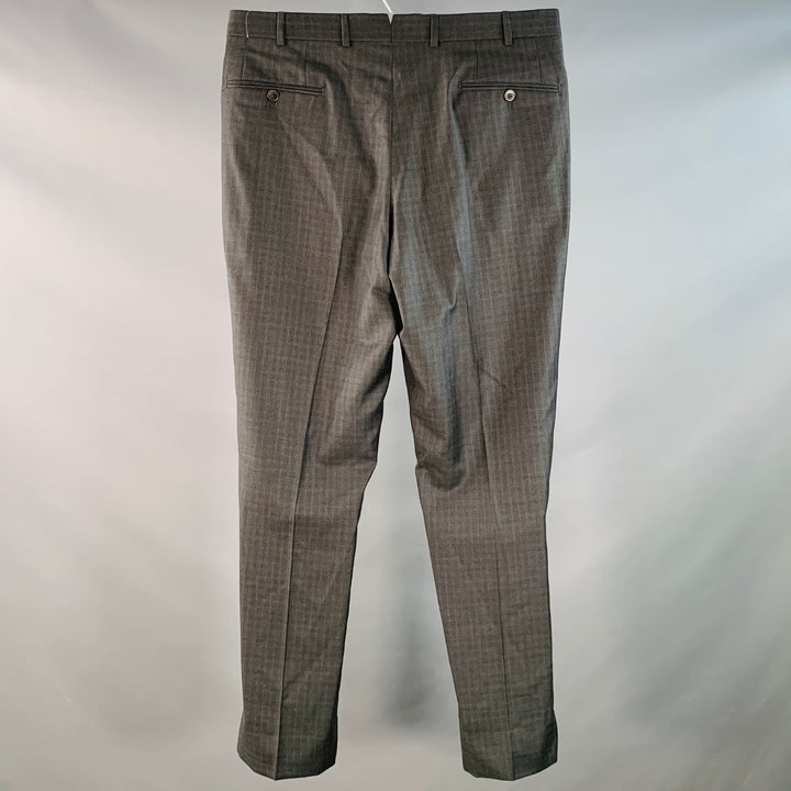 ISAIA Size 34 Grey Blue Wool Flat Front Zip Fly Dress Pants