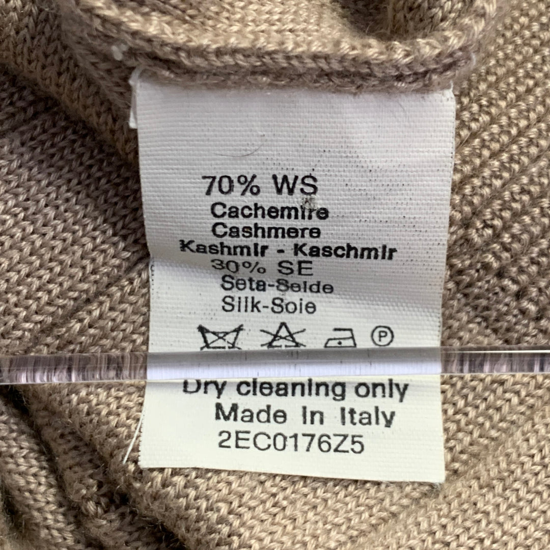 GIORGIO ARMANI Size L Beige Textured Stripe Cashmere Silk Crew Neck Sweater