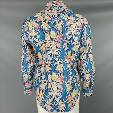 ROBERT GRAHAM Size L Blue Multi Color Print Cotton Button Up Long Sleeve Shirt