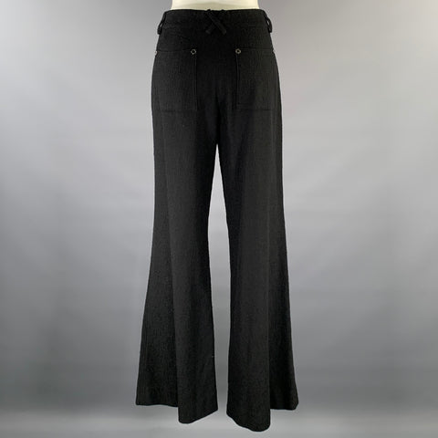 CHANEL Size M Black Cotton Wide Leg Casual Pants