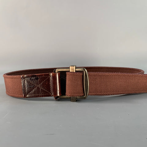 MARNI Size 34 Brown Leather Cotton Belt