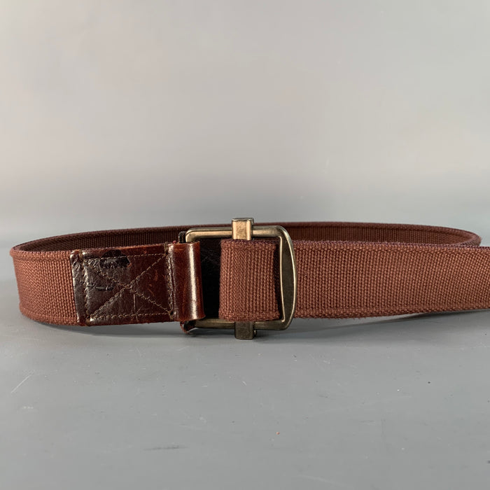 MARNI Size 34 Brown Leather Cotton Belt