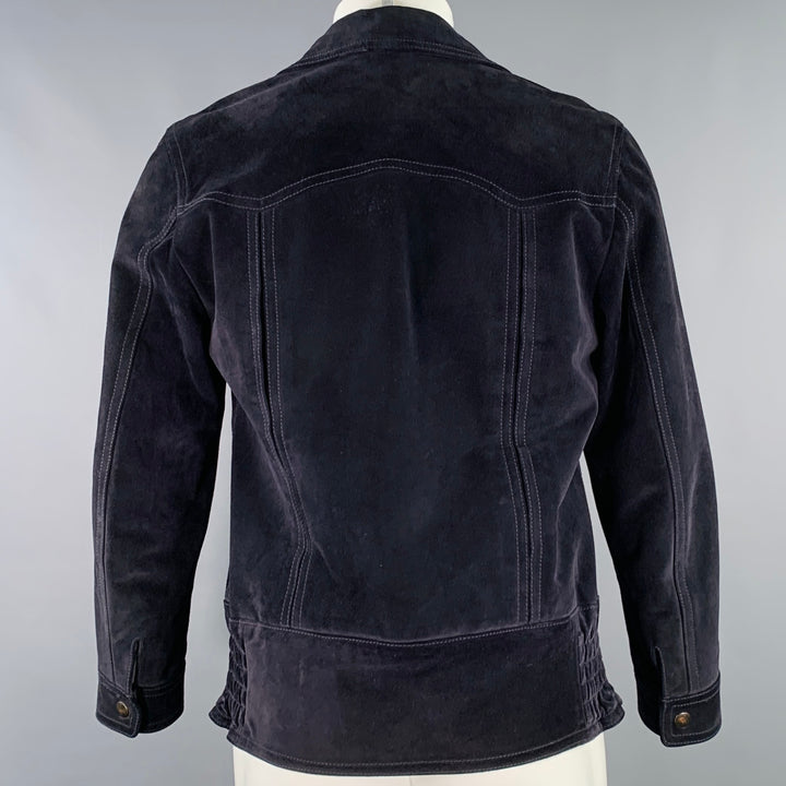 DOLCE & GABBANA Size 38 Black Calfskin Suede Zip Up Work Jacket