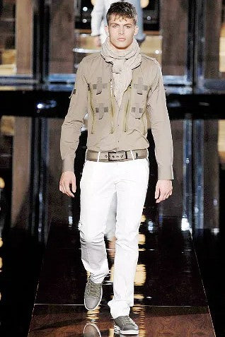 DOLCE & GABBANA Size M Tan Cotton Utility Long Sleeve Shirt