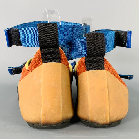 MARNI Size 10 Black Blue Orange Acetate Ankle Strap Hook Loop Sneakers