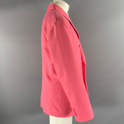 PALM ANGELS Size 42 Pink Cotton Polyester Peak Lapel Sport Coat