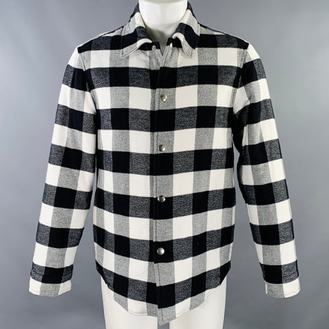 SANDRO Size M Black White Buffalo Plaid Cotton Shirt Jacket