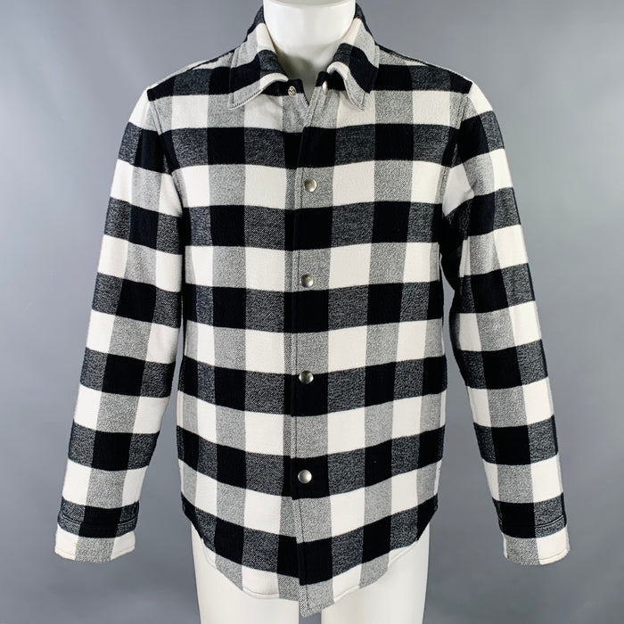 SANDRO Size M Black White Buffalo Plaid Cotton Shirt Jacket