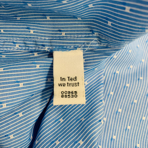 TED BAKER Size XL Blue White Mixed Patterns Long Sleeve Shirt
