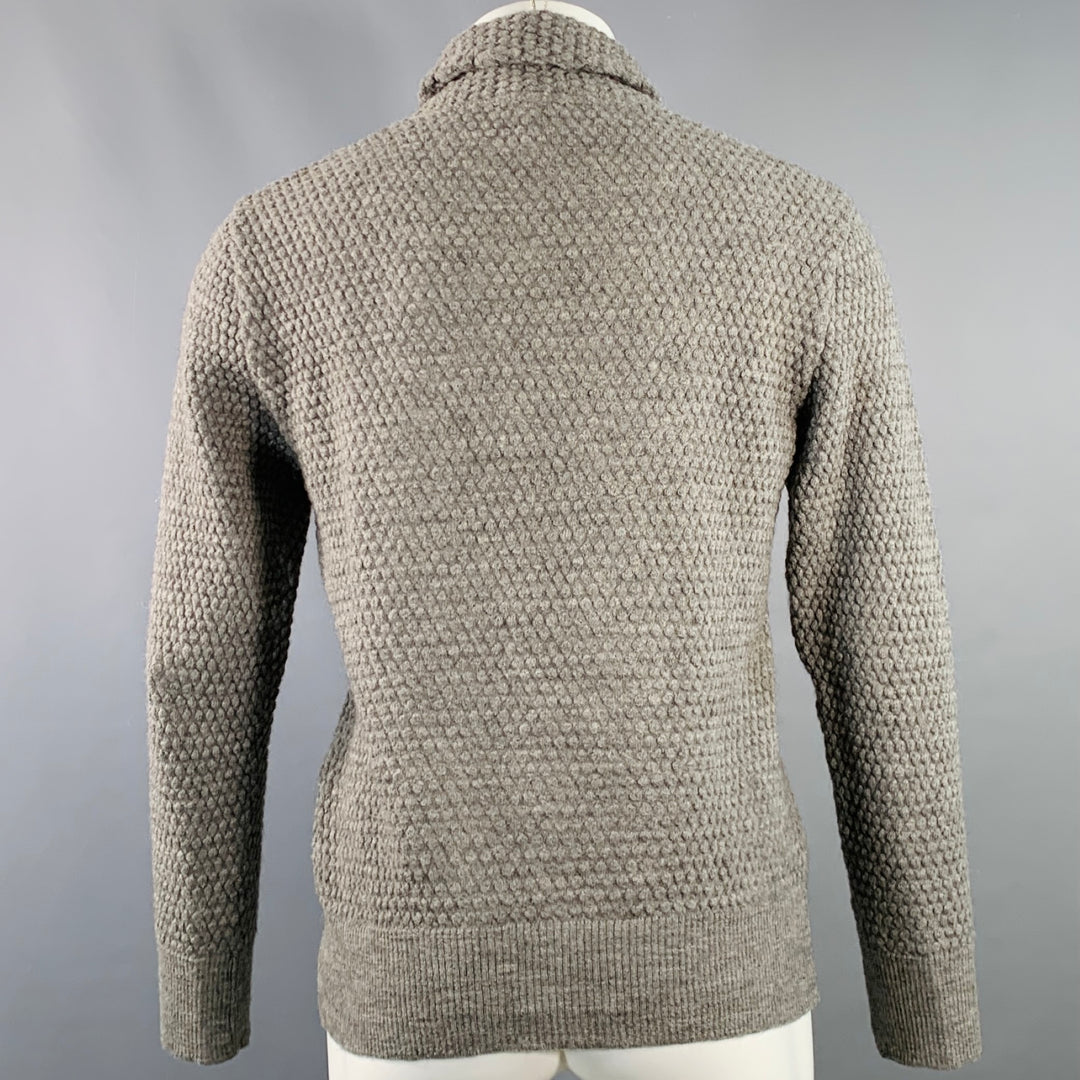 GRP Size M Grey Bubble Knit Alpaca Merino Wool Shawl Collar Sweater