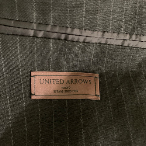 UNITED ARROWS Chest Size 48 Black Grey Pinstripe Cotton Blend Sport Coat