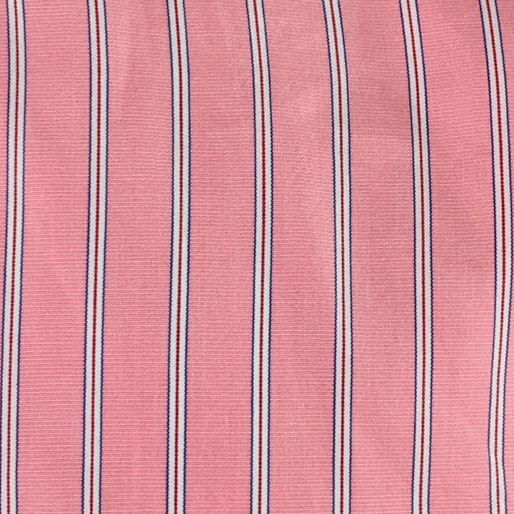 TRUZZI Size XL Pink White Stripe Cotton Spread Collar Long Sleeve Shirt