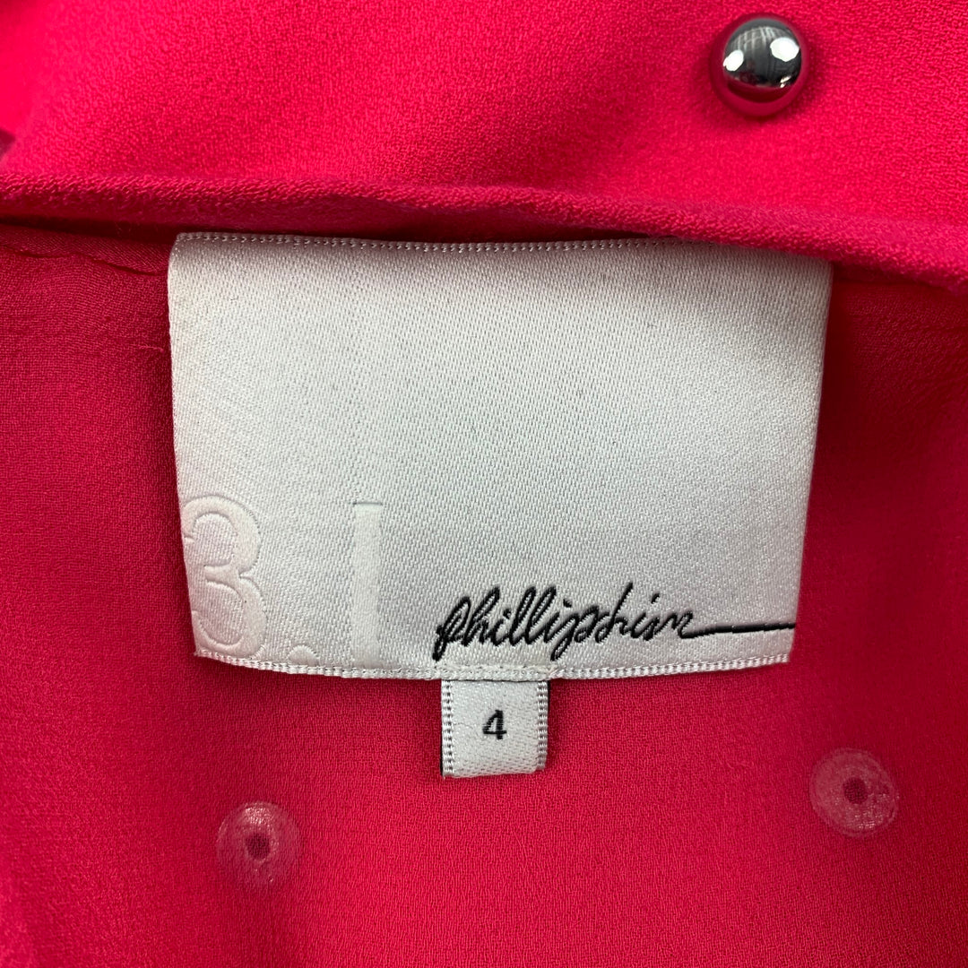 3.1 PHILLIP LIM Size 4 Pink Silver Viscose Studded Crew-Neck Dress Top