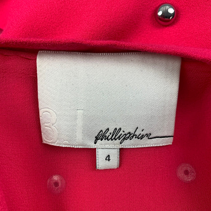 3.1 PHILLIP LIM Size 4 Pink Silver Viscose Studded Crew-Neck Dress Top