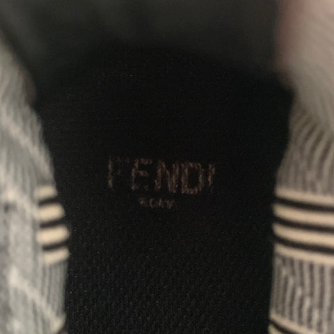 FENDI Size 6 Black White Leather Knit Sock Boots