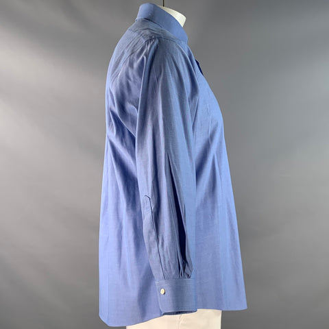 BROOKS BROTHERS Size XL Blue Cotton / Lycra One pocket Long Sleeve Shirt