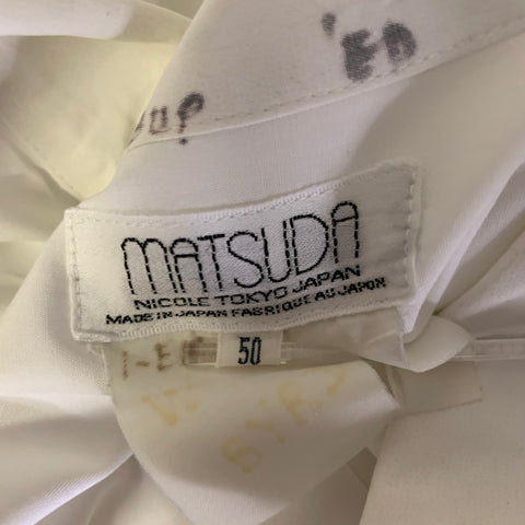 MATSUDA Size L White Cotton Mixed Button Long Sleeve Shirt