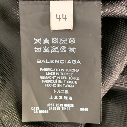 BALENCIAGA Size 34 Black White Marbled Lambskin Leather Motorcycle Jacket