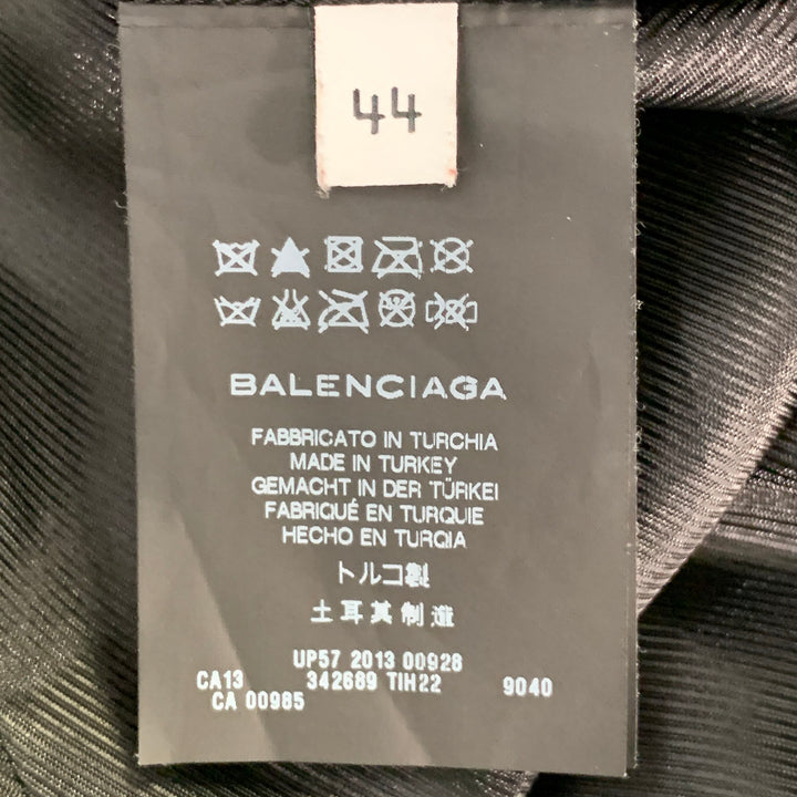 BALENCIAGA Size 34 Black White Marbled Lambskin Leather Motorcycle Jacket