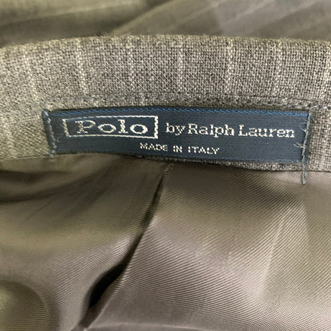 POLO Chest Size 44 Grey Pinstripe Wool Notch Lapel 36 30 Suit