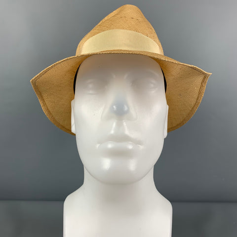 Vintage PAUL STUART Beige Straw Fedora Hat