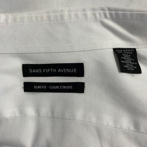 SAKS FIFTH AVENUE Size XL White Cotton French Cuff Long Sleeve Shirt