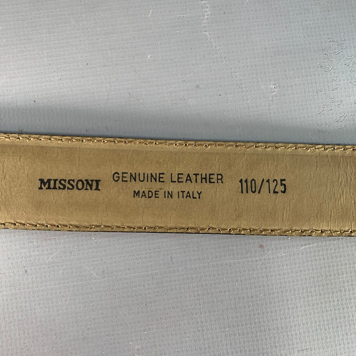 MISSONI Size 43 Black Silver Embossed Leather Belt