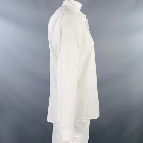 ATM Size L White Cotton Spread Collar Long Sleeve Shirt