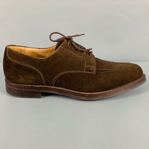 CROCKETT & JONES Size 10 Brown Suede Split Toe Lace Up Shoes