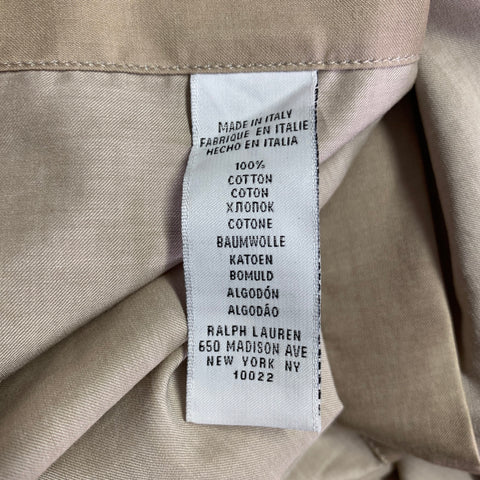 RALPH LAUREN Size S Tan Cotton Spread Collar Tailored Fit Long Sleeve Shirt